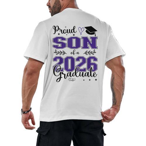 Proud Son Of a Class Of 2026 Graduate For Graduation Men's Back Print T-Shirt - Best Gift Smart