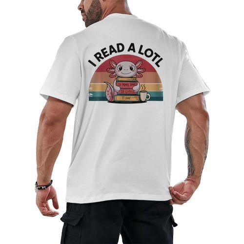 I Read Alotl Axolotl Retro Reading Books Lover Vintage Men's Back Print T-Shirt - Bookorys DE
