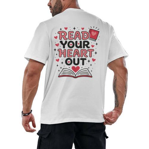 Read Your Heart Out Love Book Valentine Teacher Bookworm Men's Back Print T-Shirt - Bookorys