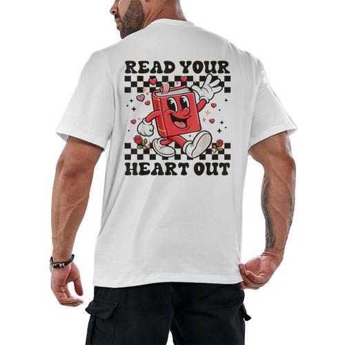 Read Your Heart Out Teacher Valentines Book Lover Men's Back Print T-Shirt - Bookorys DE