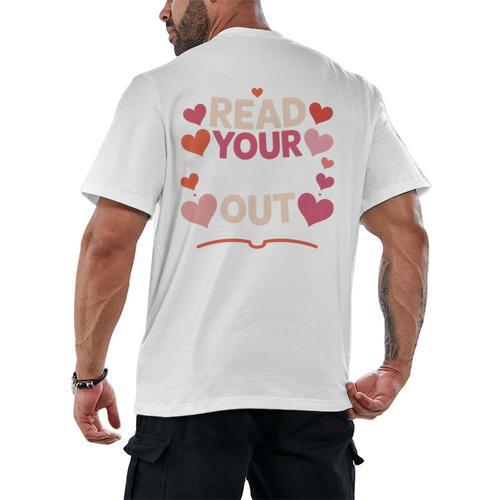Read Your Heart Out Teacher Valentines Day Reading Book Love Men's Back Print T-Shirt - Bookorys