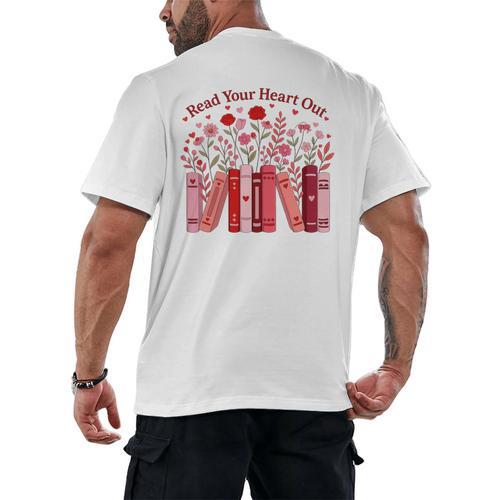 Read Your Heart Out Teacher Valentines Day Reading Book Men's Back Print T-Shirt - Bookorys