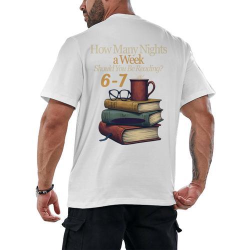 Reading 6 7 Nights Meme English Teacher Bookworm Books Men's Back Print T-Shirt - Bookorys