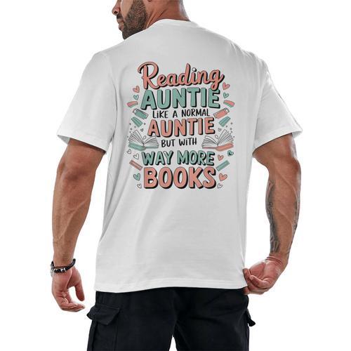 Reading Auntie Book Lover For Bookworm Aunt Men's Back Print T-Shirt - Bookorys DE