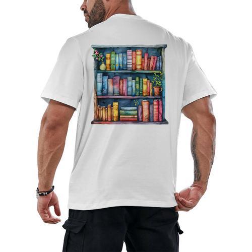 Reading And Bookcase Magic Book Premium Men's Back Print T-Shirt - Bookorys