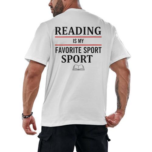 Reading Is My Favorite Sport Book Lover Saying Quote Men's Back Print T-Shirt - Bookorys