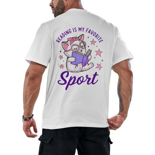 Reading Is My Favorite Sport Saying Quote Book Lovers Men's Back Print T-Shirt - Bookorys
