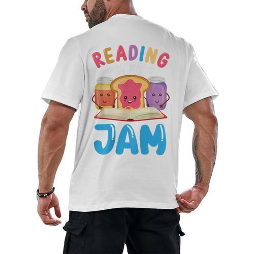 Reading Is My Jam I Love To Read Books Boy Girl Men's Back Print T-Shirt - Bookorys CA