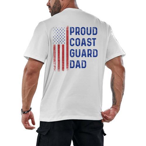 Retro Proud Coast Guard Dad Graduation Dad Usa Flag Outfit Men's Back Print T-Shirt - Best Gift Smart