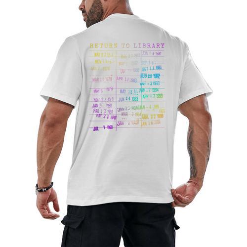 Return To Library Card Book Due Date Bookish Rainbow Reading Men's Back Print T-Shirt - Bookorys DE
