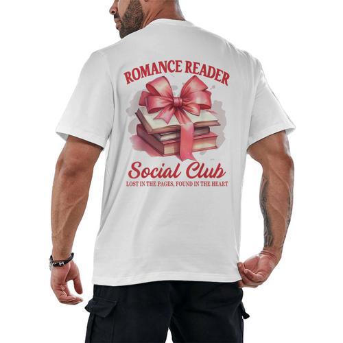 Romance Book Reading Bookish Romance Reader Social Club Men's Back Print T-Shirt - Bookorys