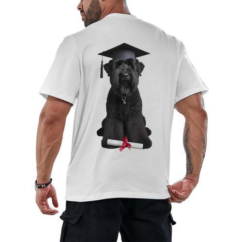 Russian Terrier Dog Graduation Cap Graduate Owner Grad Men's Back Print T-Shirt - Best Gift Smart