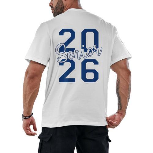Senior 2026 Graduation Varsity Navy Blue On The Back Men's Back Print T-Shirt - Best Gift Smart