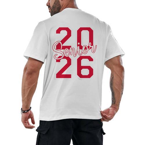Senior 2026 Graduation Varsity Red Letters On The Back Men's Back Print T-Shirt - Best Gift Smart