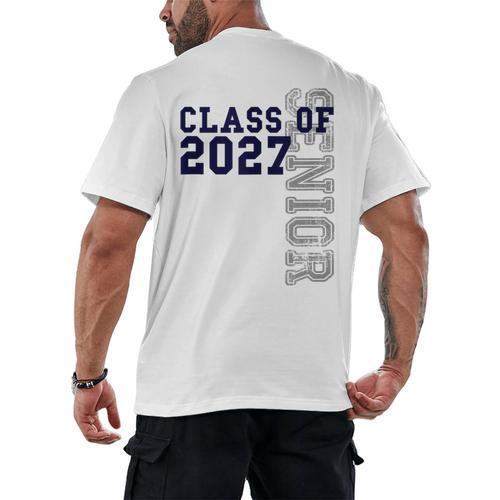 Senior Class Of 2027 Graduation Year High School & College Men's Back Print T-Shirt - Best Gift Smart
