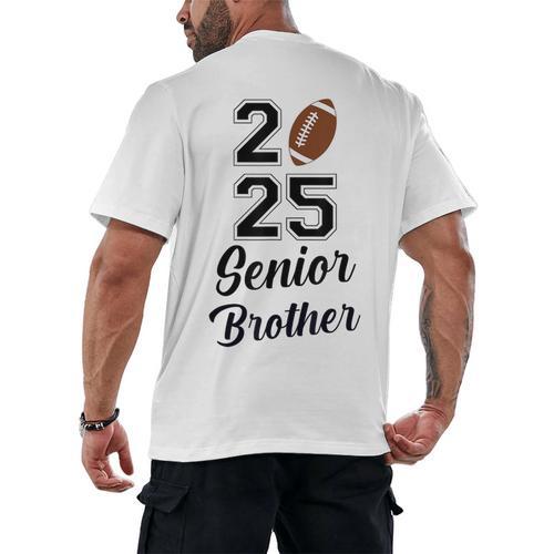 Senior Football Brother Class Of 2025 Graduation Graduate Men's Back Print T-Shirt - Best Gift Smart