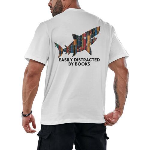 Shark Costume Teens Books Nerds Shark Stuffed Animal Sharks Men's Back Print T-Shirt - Bookorys DE