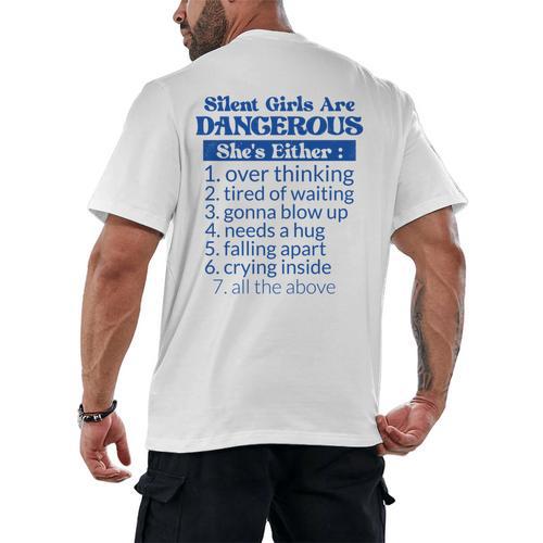 Silent Girls Are Dangerous T For Quiet Introvert Girl Men's Back Print T-Shirt - Raresse