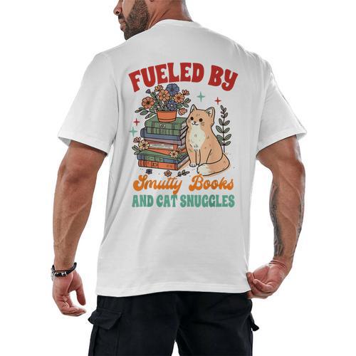 Smut Reader Cat Lover Fueled By Smutty Books & Cat Snuggles For Men Women Men's Back Print T-Shirt - Bookorys AU