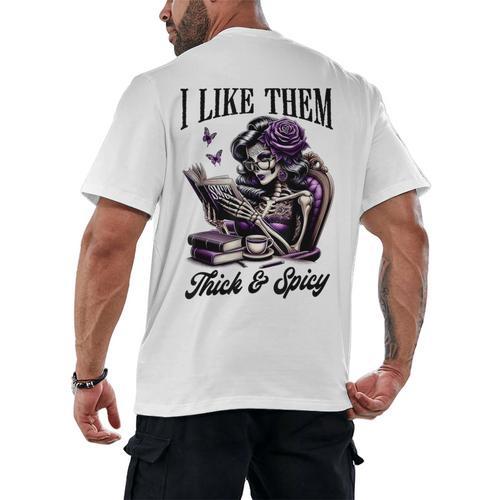 Smut Reader Spicy Book Romance I Like Them Thick & Spicy Men's Back Print T-Shirt - Bookorys CA