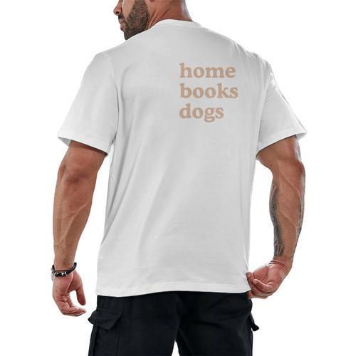 Stay Home Read Books Love Dogs Men's Back Print T-Shirt - Bookorys