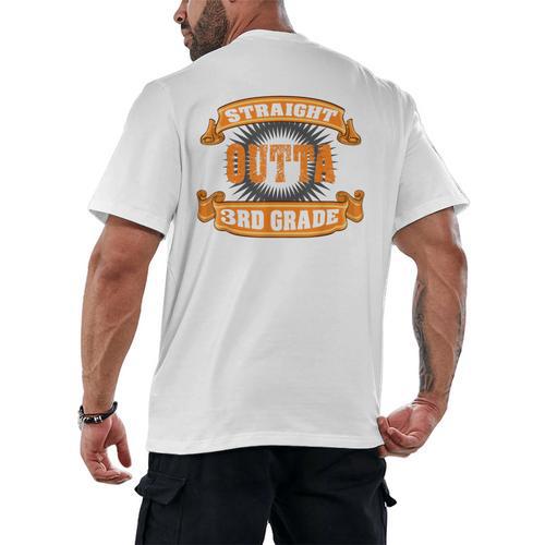 Straight Outta 3rd Grade T Shirt Third Graduation Boys Girls Men's Back Print T-Shirt - Best Gift Smart