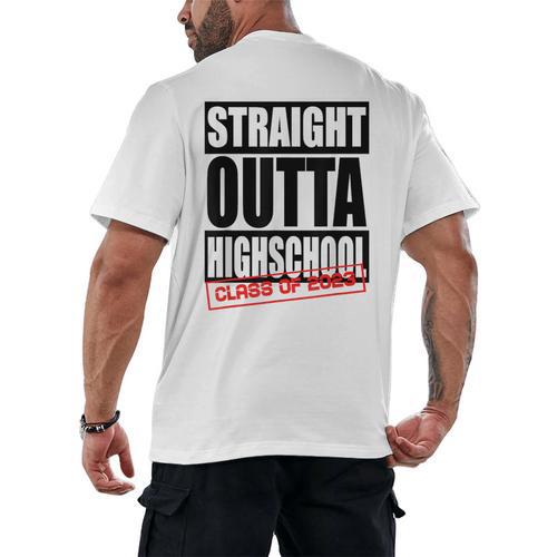 Straight Outta High School Class Of 2023 Graduation Men's Back Print T-Shirt - Best Gift Smart