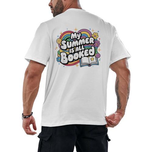 My Summer Is All Booked Book Reading Summer Reading For Men Women Men's Back Print T-Shirt - Bookorys DE