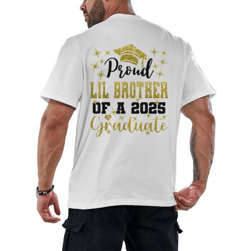 Super Proud Little Brother 2025 Graduate Graduation Family Men's Back Print T-Shirt - Best Gift Smart