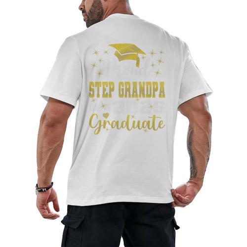 Super Proud Step Grandpa Of 2025 Graduate Graduation Family Premium Men's Back Print T-Shirt - Best Gift Smart