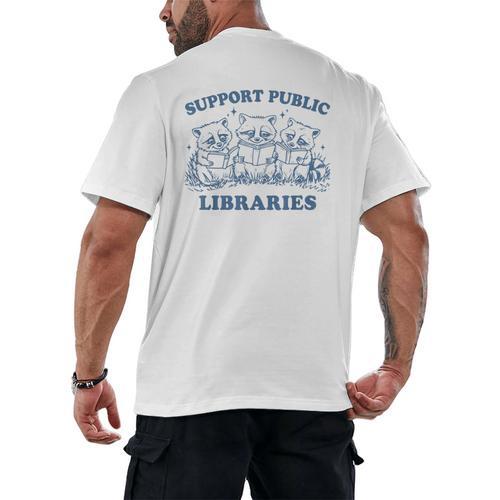 Support Your Local Library Read Banned Books Librarian Men's Back Print T-Shirt - Bookorys DE
