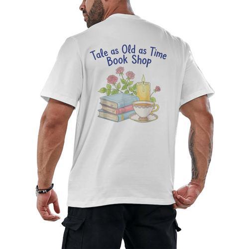Tale As Old As Time Floral Bookshop Romantic Men's Back Print T-Shirt - Bookorys