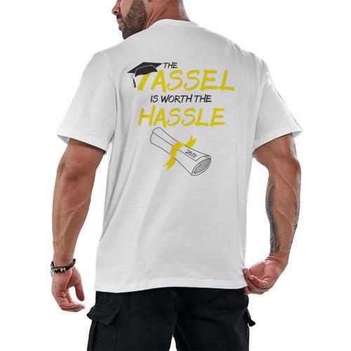 Tassel Worth The Hassle 2018 Graduation Quote Ylw Men's Back Print T-Shirt - Best Gift Smart