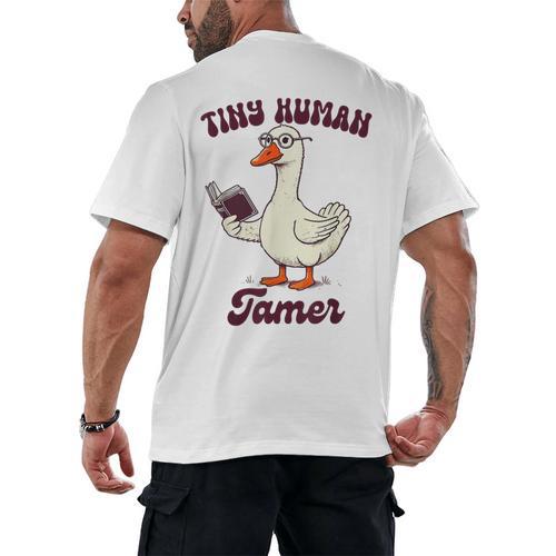 Teacher Silly Goose Reading Book Teaching Tiny Human Tamer Men's Back Print T-Shirt - Bookorys