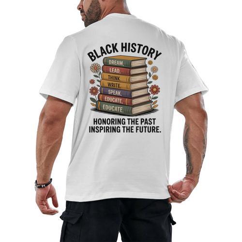 History Month Teacher Reading Book Lover Floral Stack Premium Tri-Blend Men's Back Print T-Shirt - Bookorys DE