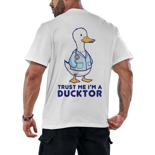 Trust Me I'm a Ducktor Doctor Sayings Graduation Men's Back Print T-Shirt - Best Gift Smart