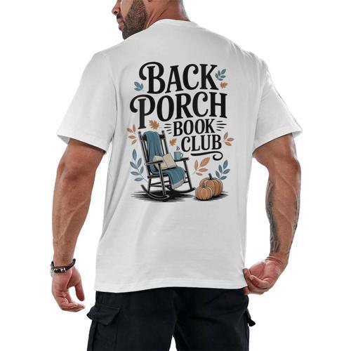 Vintage Reader Author Country Aesthetic Back Porch Book Club Men's Back Print T-Shirt - Bookorys DE