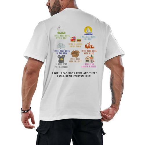 I Will Read Books On A Boat And Everywhere Reading Teachers Men's Back Print T-Shirt - Bookorys