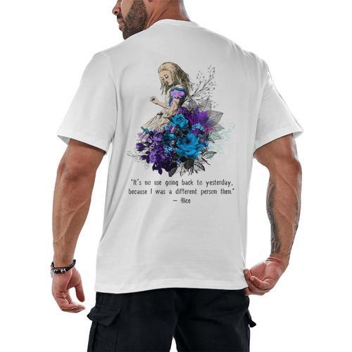 Women's Vintage Book Quote It’s No Use Going Back To Yesterday Men's Back Print T-Shirt - Bookorys DE
