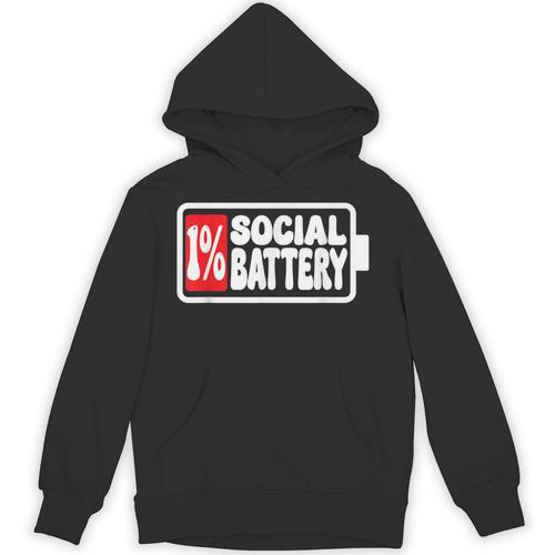 1 Social Battery Sarcastic Introverted Men Women Unisex Hoodie - Raresse