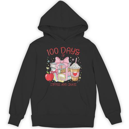 100th Day Of School Teachers 100 Days Of Coffee Chaos Books Unisex Hoodie - Bookorys