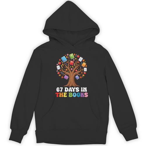 67 Days In The Books Reading Teacher 67th Day Of School Kids Unisex Hoodie - Bookorys