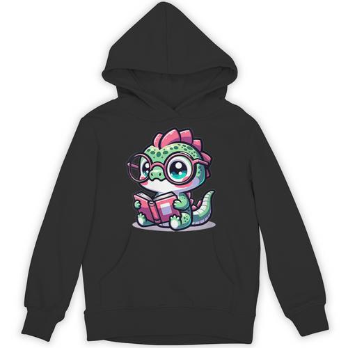 Adorable Book Lover Basilisk With Reading Glasses Cute Unisex Hoodie - Bookorys