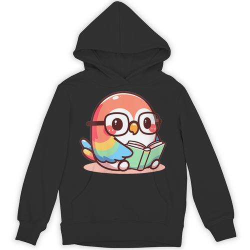 Adorable Book Lover Parrot With Reading Glasses Cute Unisex Hoodie - Bookorys