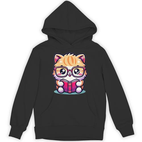 Adorable Book Lover Persian Cat With Reading Glasses Cute Unisex Hoodie - Bookorys AU