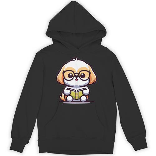Adorable Book Lover Shih Tzu With Reading Glasses Cute Unisex Hoodie - Bookorys