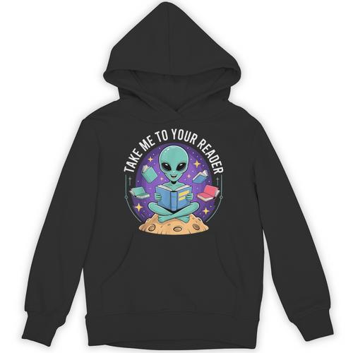 Alien Reader Reading Teacher Librarian Book Lover Unisex Hoodie - Bookorys