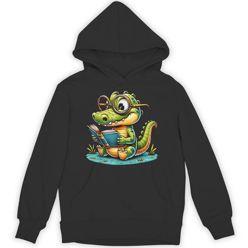 Alligator Reading a Book Animal Unisex Hoodie - Bookorys