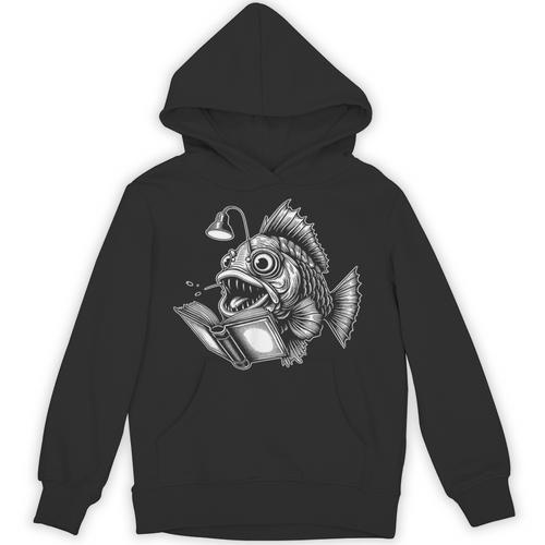 Anglerfish Reading Book Art Unisex Hoodie - Bookorys
