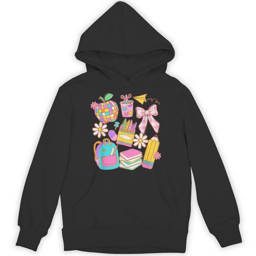 Apple Disco Pencil Books Bow Teacher Student Back To School Unisex Hoodie - Bookorys
